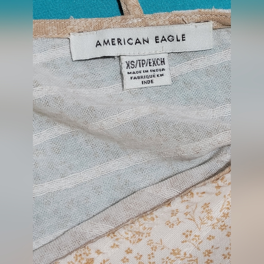 Ae Boho American Eagle Patchwork Swing Dress Tan … - image 6